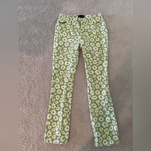 ASOS | Lime Green Flower Print Denim Pants | Size 28